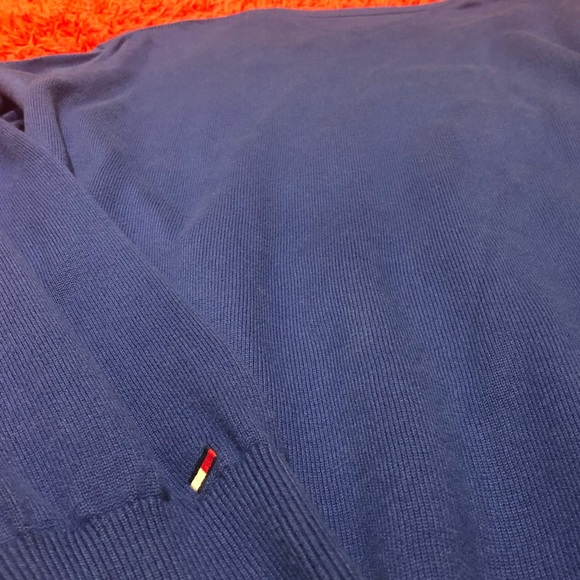 Rare ❗️Blue Knitted Tommy Hilfiger Crewneck Sweater with Red H - Picture 6 of 7